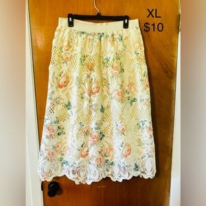 Floral Lace Midi Skirt